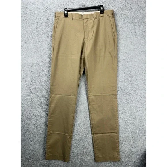 J Crew Pants Mens 34X36 Ludlow Tan Khakis Chino 3XDry Slim Fit Flat Front NEW A9