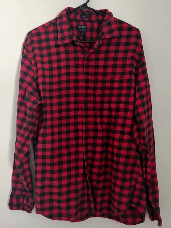 J Crew Slim Fit Men's Flannel Long Sleeve - XL - Buffalo Check