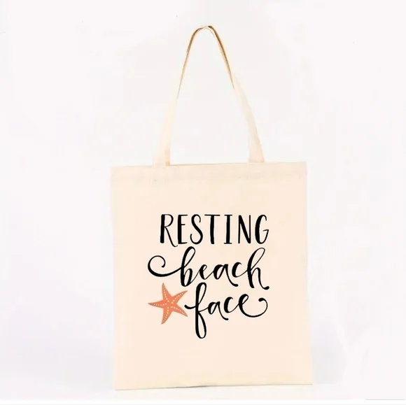 NEW!!  Resting Beach Face Canvas Tote bag.