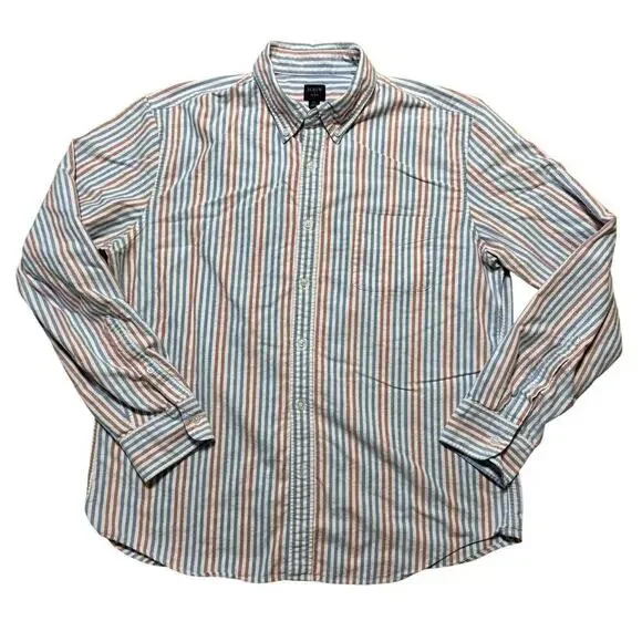 J. Crew Long Sleeve FLEX button up shirt, men's XL, White, Red & Blue Stripes