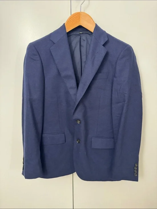 J.Crew Men's Ludlow Navy Wool Blazer - Classic Two-Button Suit Jacket (36S)