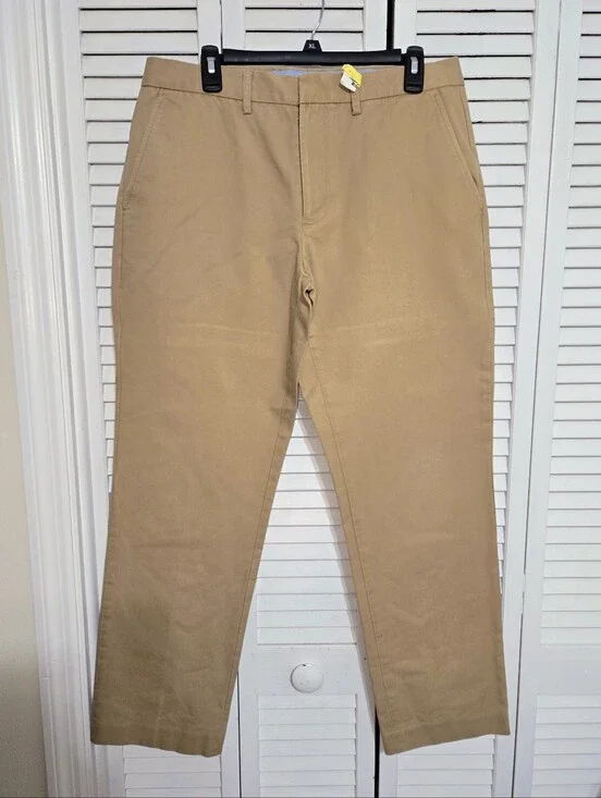 J. Crew Men's 33 Classic Straight Cotton Chino Pants in Khaki