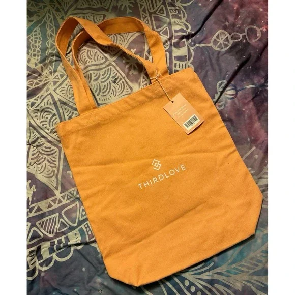 NEW ThirdLove Peachy Pink Canvas Tote‎ Bag w/ Boobies Print Lining