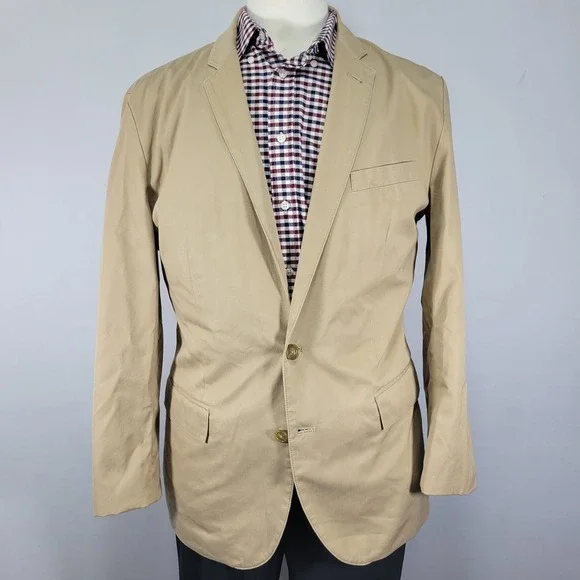 J.Crew‎ Men's Sport Coat Blazer Two Button Beige Cotton Size Large