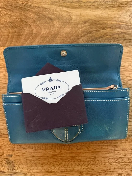 Prada Teal Blue Leather Women’s Wallet