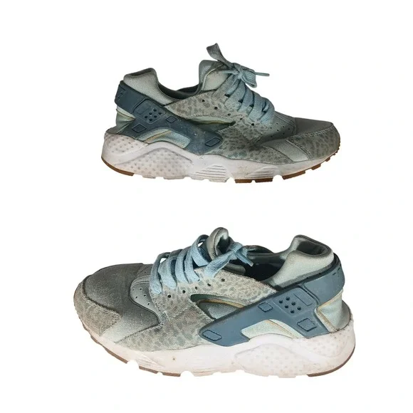 Nike Air Huarache Youth GS Shoes Light Blue Leopard‎ Print Sneakers Size 7Y