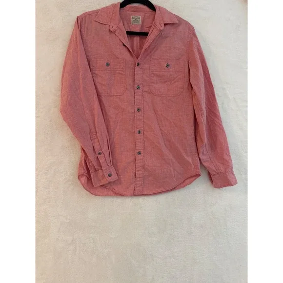 J.Crew Workshirt Mens Small Red Chambray Button Down Long Sleeve Cotton 28164