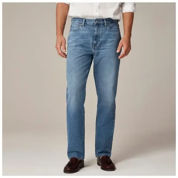 J. Crew Flex Classic Straight Leg Jeans Mdium Wash Blue Denim Mens Size W33 L 30