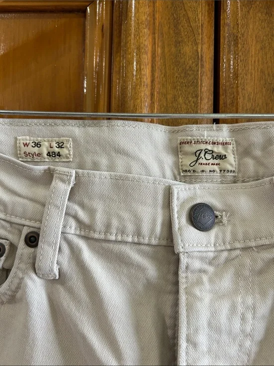 J. Crew Men’s Cream Straight-Leg Jeans
