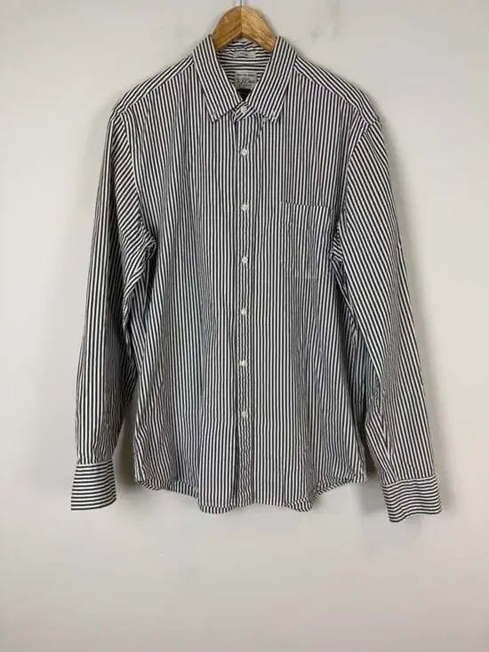 J. Crew Black & White Slim Fit Vertical Stripe Dress Shirt Size Large