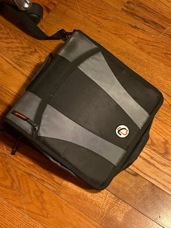 Men's Black and Gray Crossbody Messenger Bag