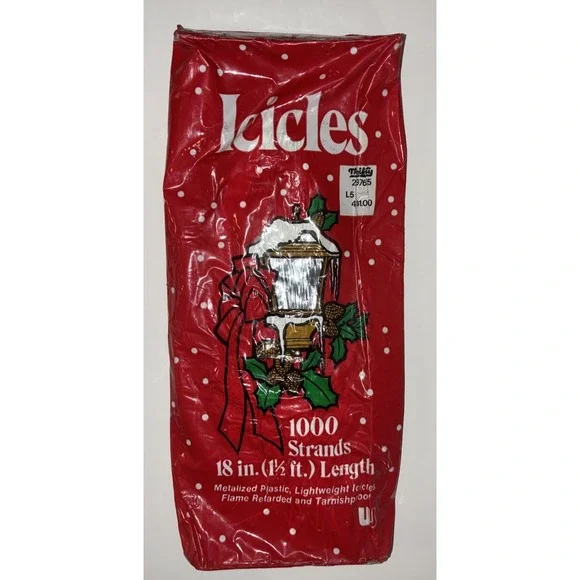 Christmas Tinsel Icicles Silver 1000 Strands Union Wadding Co. Vintage‎