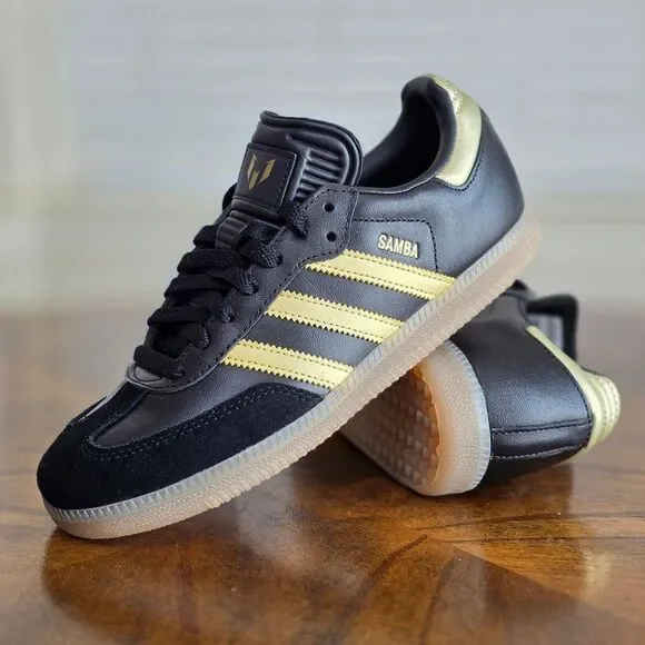 Adidas Samba OG Messi Black Gold Shoes Miami FC Leather Boys Shoes Brand New