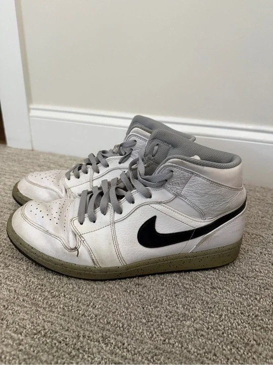 Jordan White Black High-Top Sneakers with Gray Accents