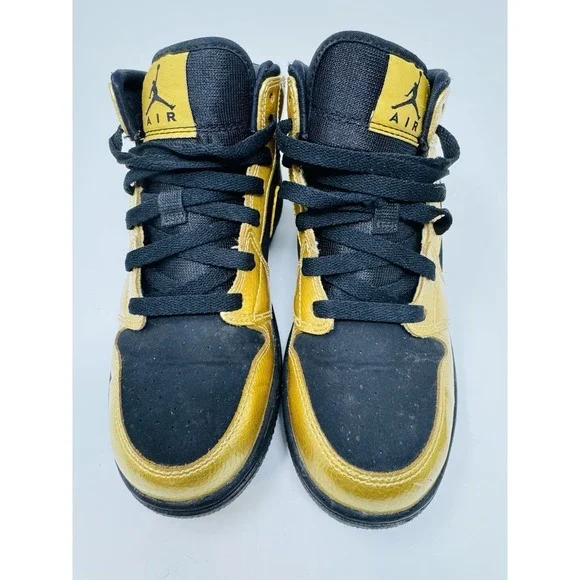 Nike Air Jordan 1 Mid Yellow Black 4.5Y GS‎ Youth Sneakers