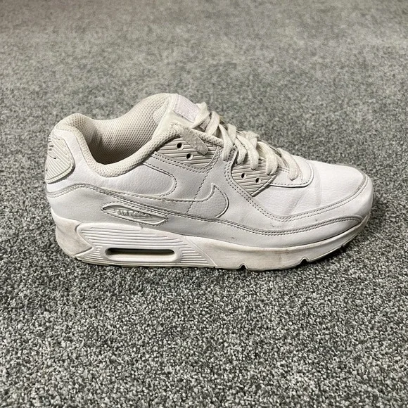 Nike Air Max 90 Leather GS 6.5Y CD6864-100 Triple White Sneakers Shoes