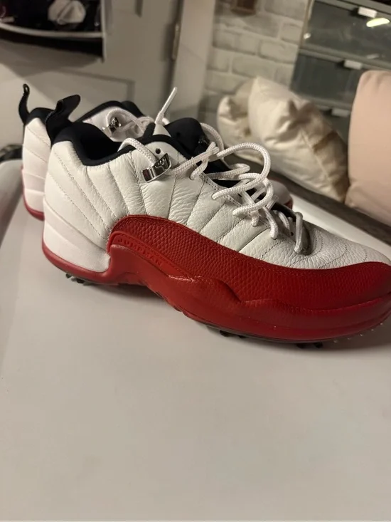 Jordan White and Red Golf Shoes