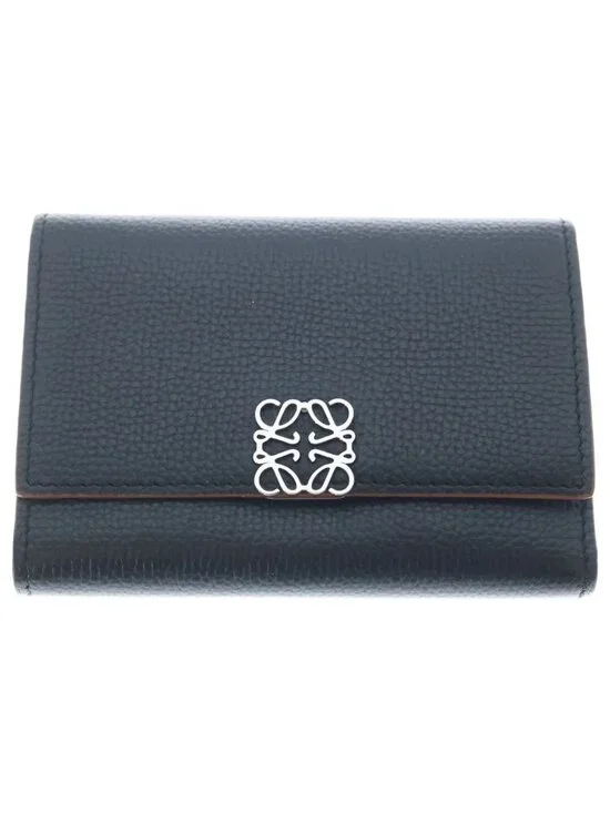 Loewe Anagram Trifold Compact Wallet Silver Black