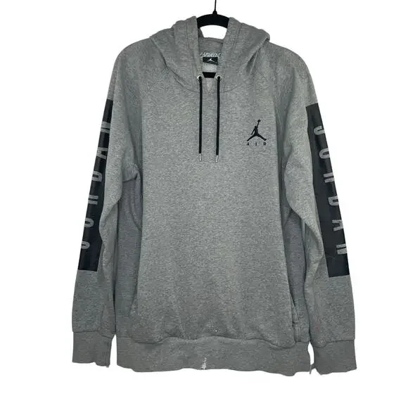 Jordan gray hoodie pullover sweatshirt size Large *flawed distressed