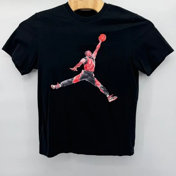 Jordan T-Shirt Mens Large Black Watercolor Jumpman Graphic Short Sleeve Tee