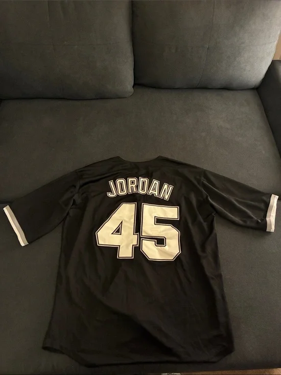 Jordan Black Short-Sleeve Jersey with White 45