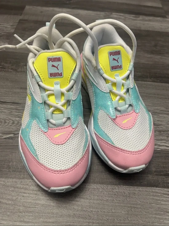 Puma Kids Pink, Aqua & Yellow Lightweight Sneakers