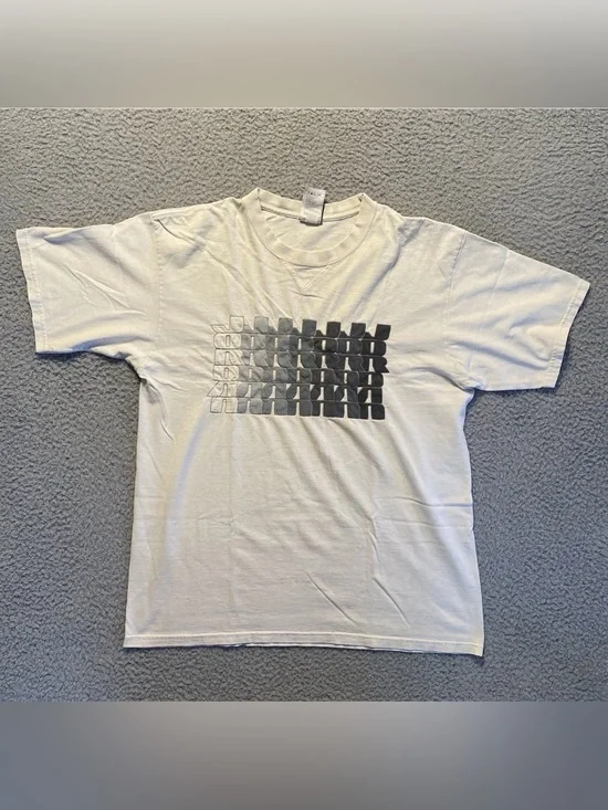VTG 90s Nike Air Jordan 23 Jumpman White Tee Abstract Spell Out Logo Men Medium