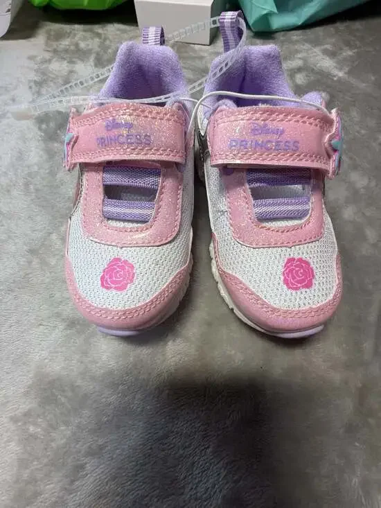 Disney Princess Toddler Girls Light-Up Athletic Sneakers with Hook and Loop Stra