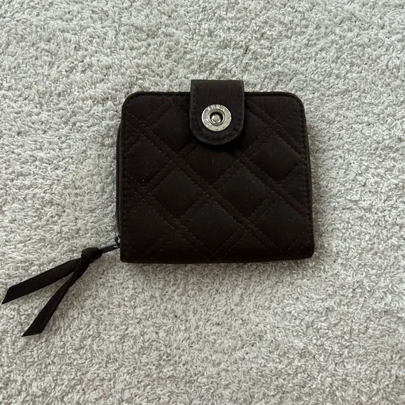 Vera Bradley Brown Quilted Wallet Compact Design