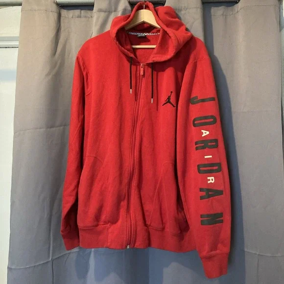 Nike Air Jordan Jumpman Full Zip Hoodie w Liner Arm Logo Mens XXL Red Sweatshirt