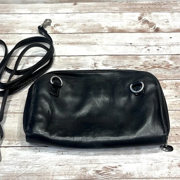 COPY - Black Soft Leather Clutch Wristlet Mini Purse Wallet Crossbody Bag
