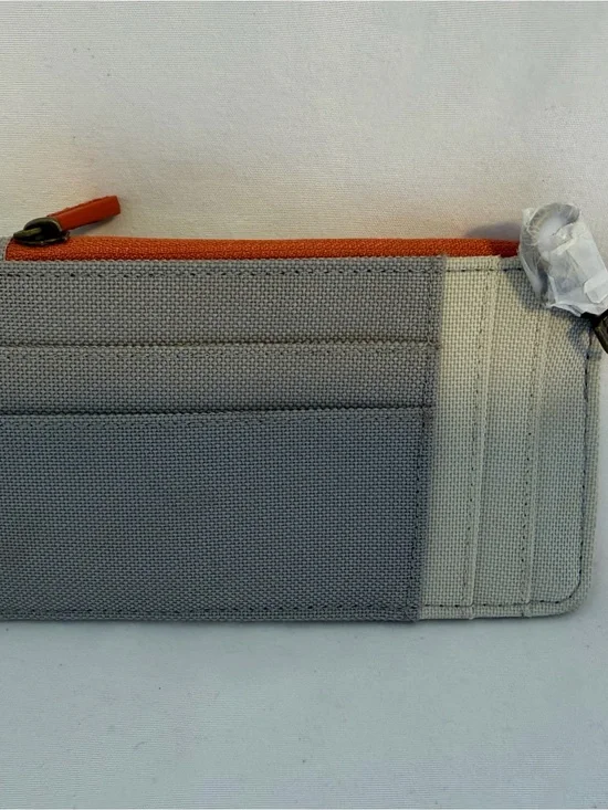 Gray Canvas Card Organizer Pouch with Orange Zipper