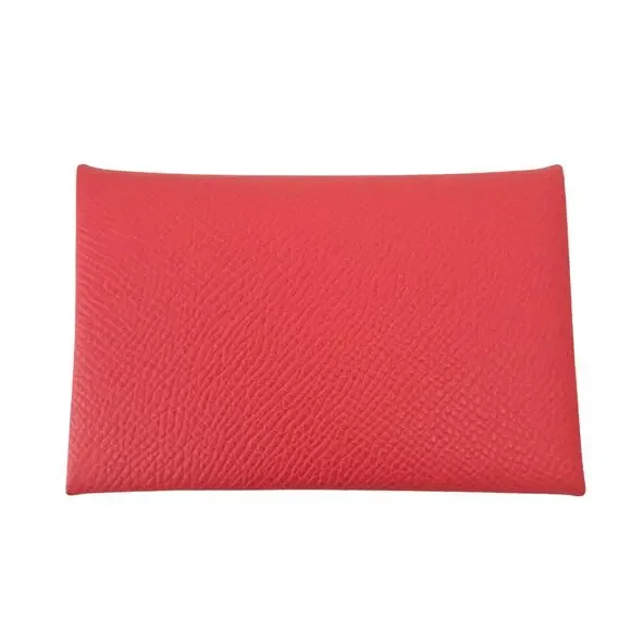 Hermes Epsom Calvi Duo Card Case Capucine