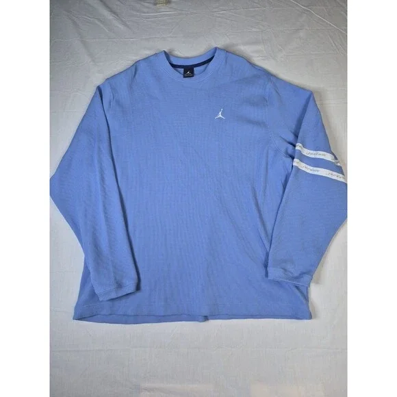 Air Jordan Waffle Knit Shirt Mens Size 2XL Light Blue Pullover Y2K Grail Nike