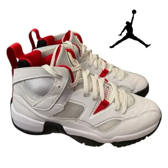 Jordan Men's White and Red Athletic Basketball Shoes