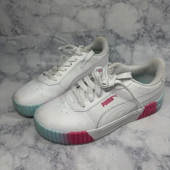 PUMA Big Kid's CARINA 2.0 FADE JR Cotton Candy Pink School Low Top Shoes Sz 4