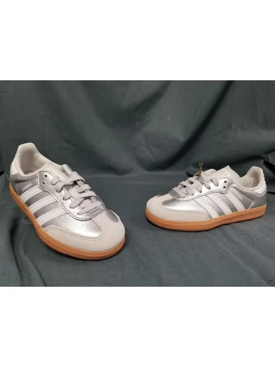 Adidas Samba OG C (PS) Silver White Gum KK2344 Kids Size 2 NEW NO BOX!