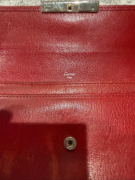 Cartier Red Leather Clutch with Silver-Tone Closure