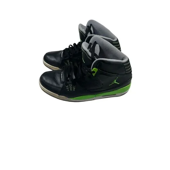 2013 Air Jordan Black Green Basketball Sneakers High Top Athletic Shoes‎ Size 16