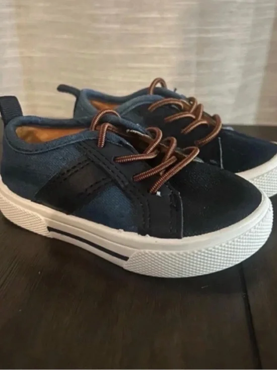 Carter's Navy and Black Kids Canvas Sneakers with Brown Laces