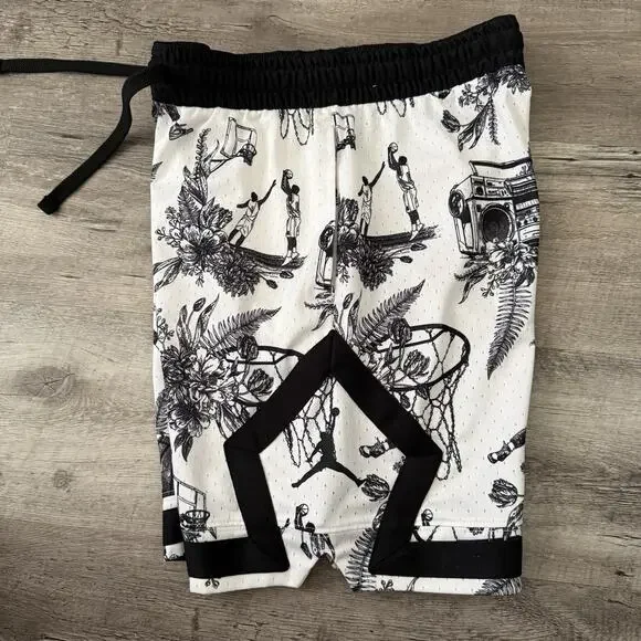 Jordan MJ Jumpman Shorts Mens Small White Floral Boombox Retro Basketball FV8614