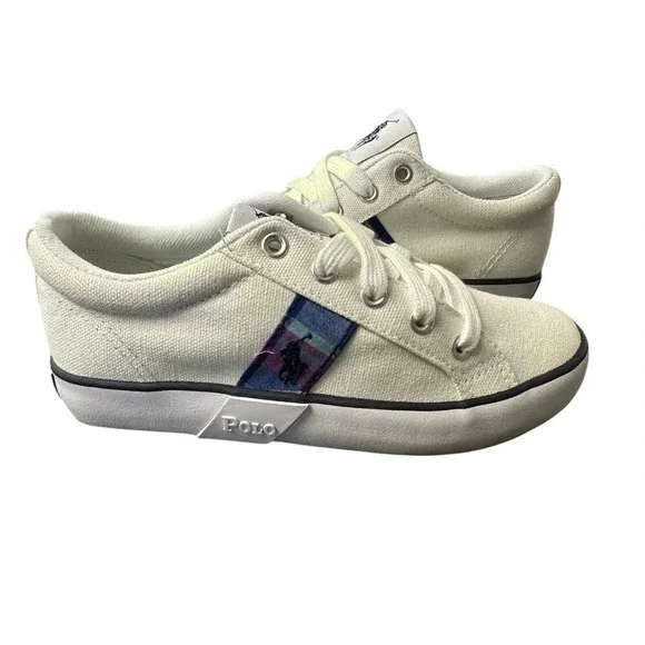 Polo Ralph Lauren kids Giles Canvas Shoes Size 13.5  White/ Bright Blue Canvas