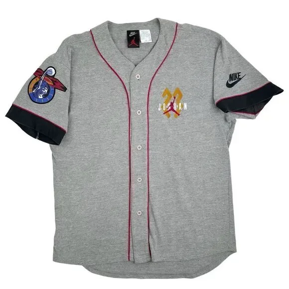 Vintage 90s Nike Air Jordan Baseball Jersey Mens M/L Gray