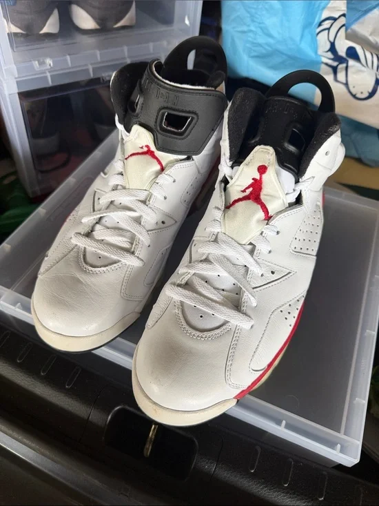 Jordan Men’s White, Black and Red High-Top Sneakers