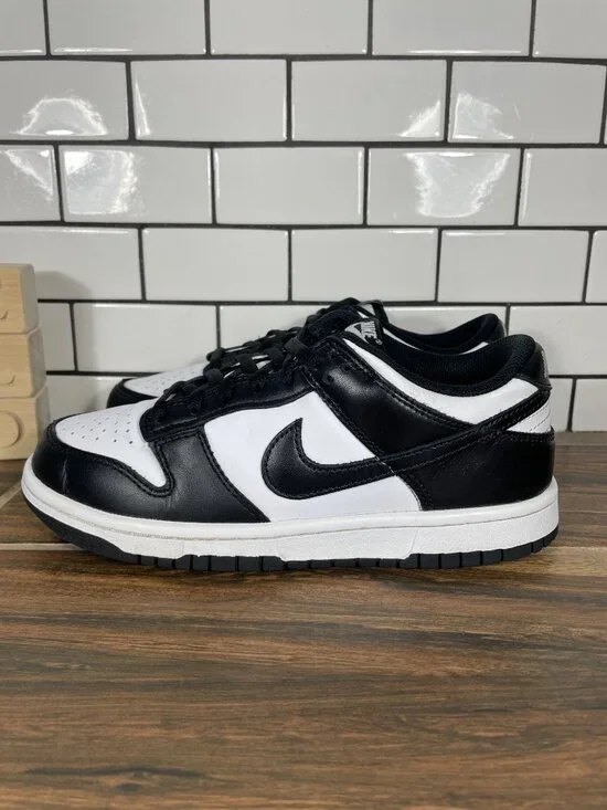 Nike Dunk Low Shoes Youth Boys Size 5Y Black White Leather Panda Low Top Sneaker