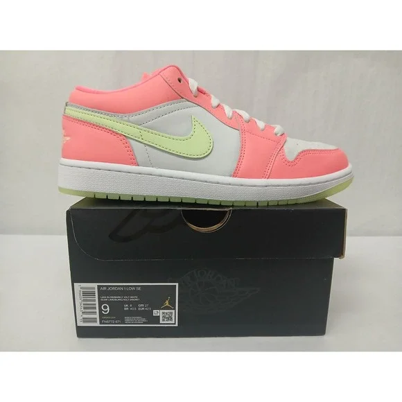 Nike Men's Air‎ Jordan 1 Low SE Sneakers FN6772-671 Lava Glow Volt White Size 9