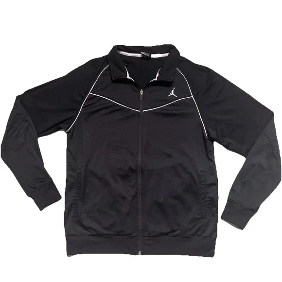 Jordan Men's Black White Dri Fit Track Suit Jacket Basketball Athletic‎ Sz Large
