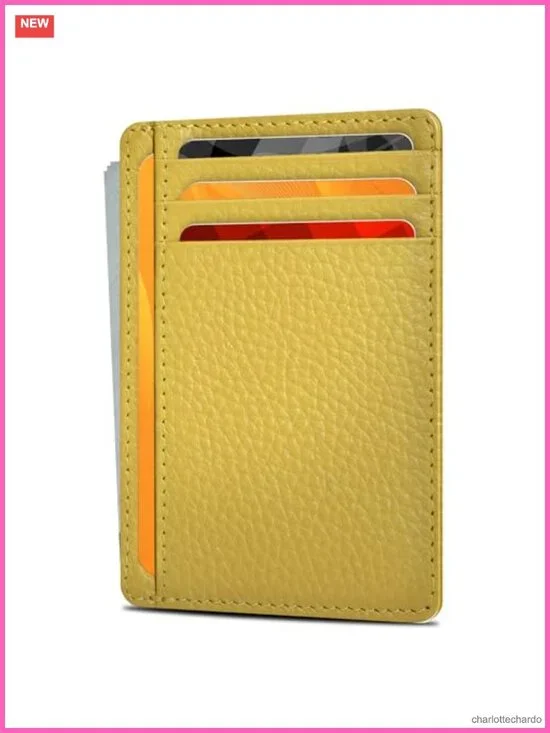 Slim Minimalist Leather Wallet RFID Blocking Front Pocket Card Holder Cowhide