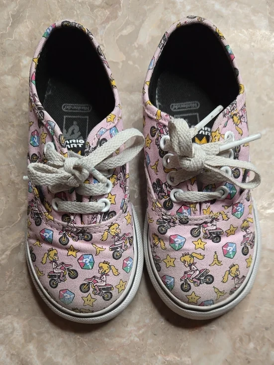 Nintendo Pink Kids Canvas Sneakers with Mario Kart Print