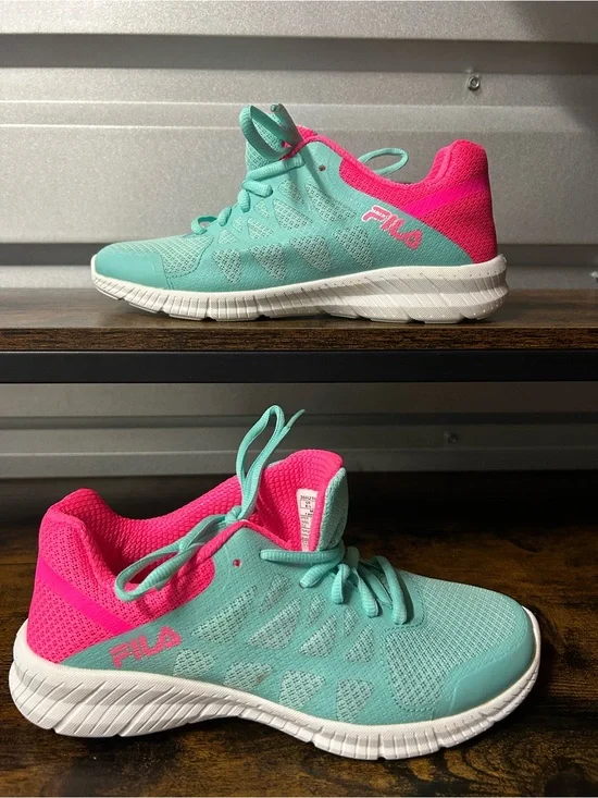 FILA Girls Athletic Running Shoes Aqua Pink Youth US 4.5 EUR 36.5 Sneakers